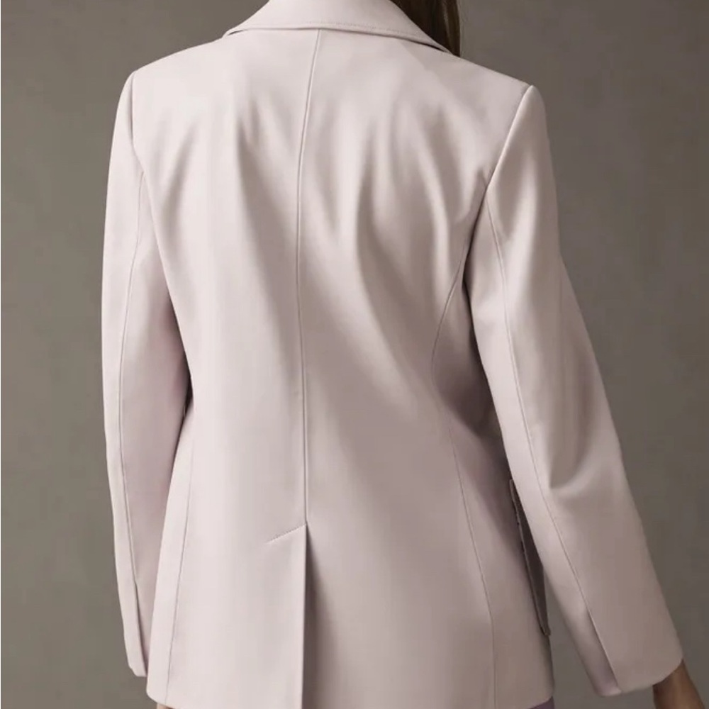 🟪NWT Anthropologie Lavender purple faux leather blazer xs - Picture 3 of 14